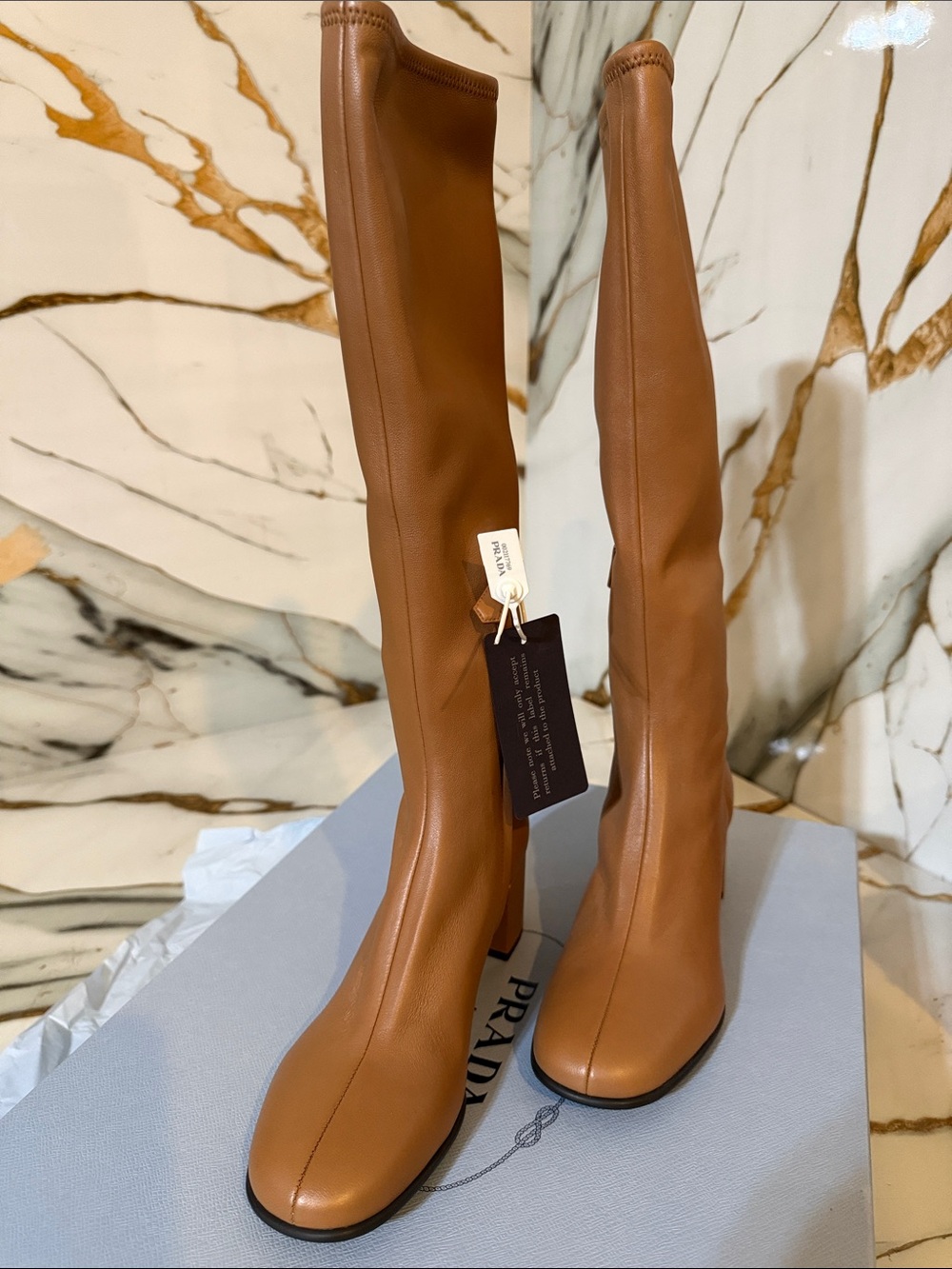 PRADA CALZATURE DONNA CARAMEL NAPPA LEATHER SOZE EU 36.5 - Picture 10 of 15